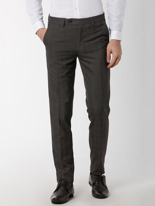 grey polyester blend flat front formal trouser - 16137414 - Standard Image - 1