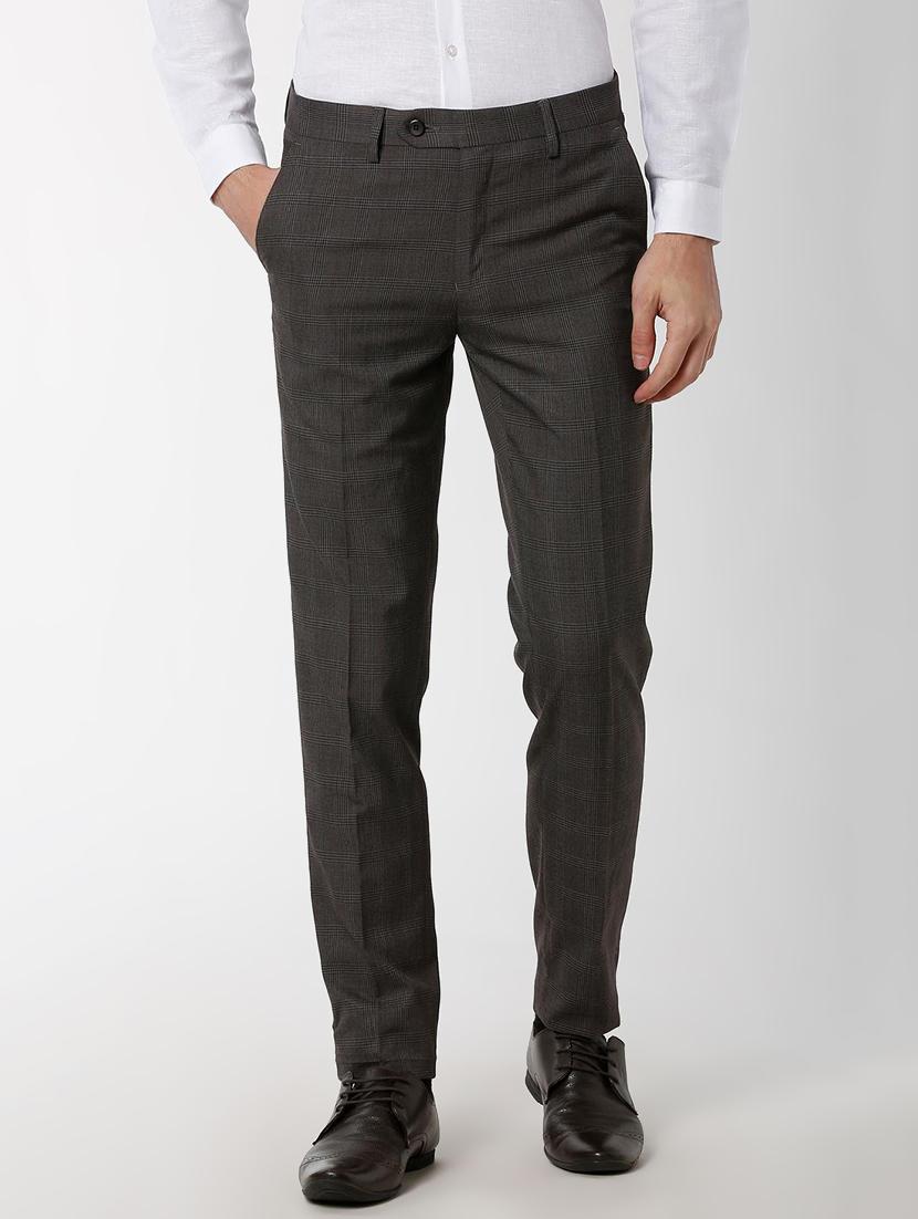 grey polyester blend flat front formal trouser - 16137414 - Zoom Image - 1