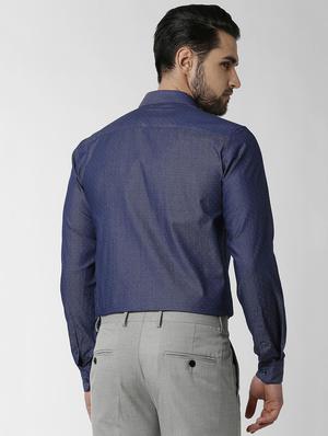 navy blue cotton formal shirt - 16137437 - Standard Image - 3