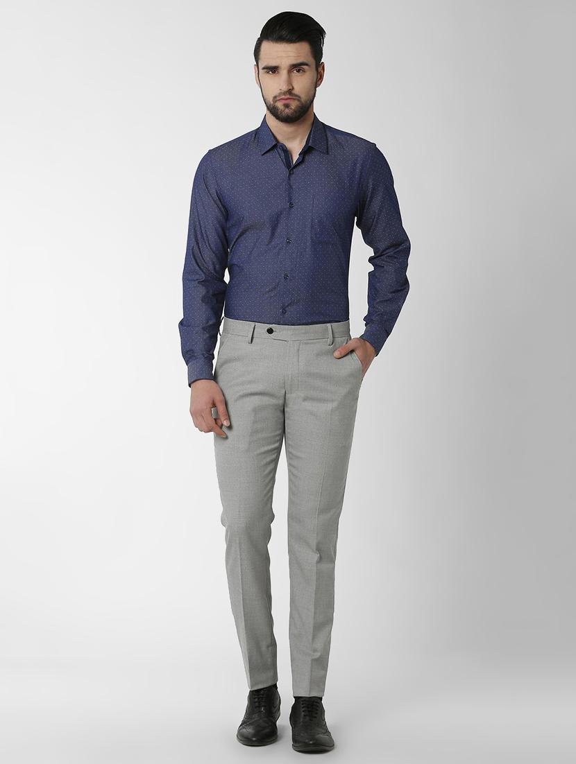 navy blue cotton formal shirt - 16137437 - Zoom Image - 4