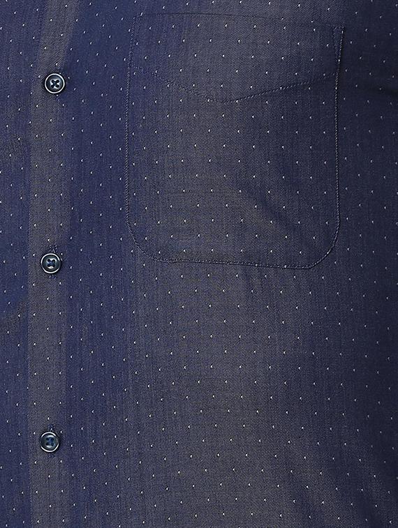 navy blue cotton formal shirt - 16137437 - Zoom Image - 5