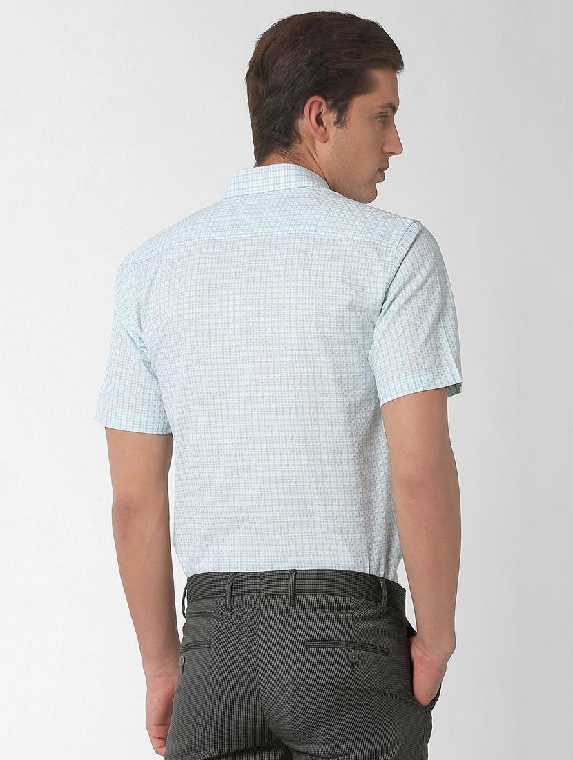blue checkered formal shirt - 16137440 - Zoom Image - 3