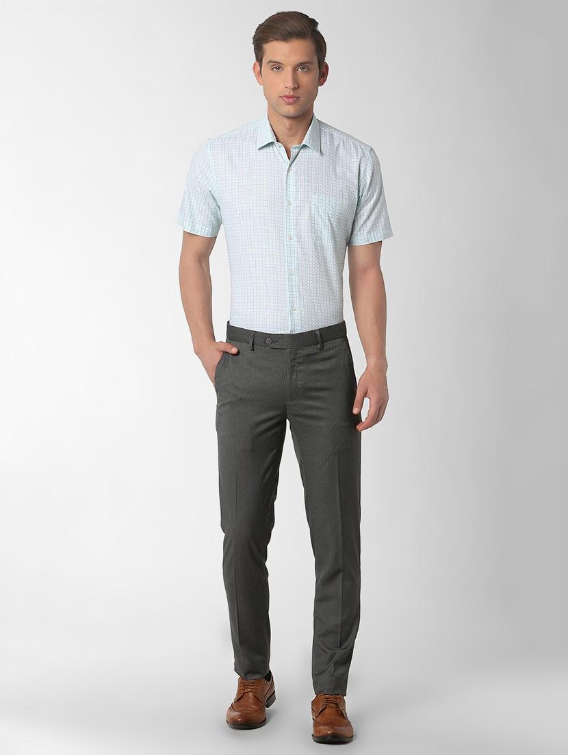 blue checkered formal shirt - 16137440 - Zoom Image - 4