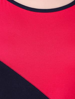 crossover detail color block high slit dress - 16137575 - Standard Image - 4