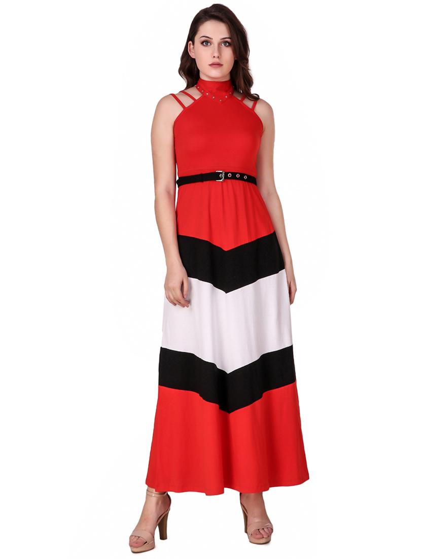 color block belted maxi dress - 16137592 - Zoom Image - 1