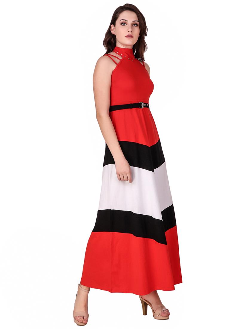color block belted maxi dress - 16137592 - Zoom Image - 2