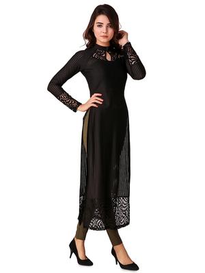 self striped lace panel tunic - 16137663 - Standard Image - 2