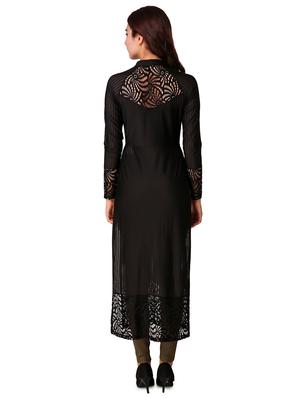 self striped lace panel tunic - 16137663 - Standard Image - 3