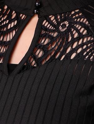 self striped lace panel tunic - 16137663 - Standard Image - 4
