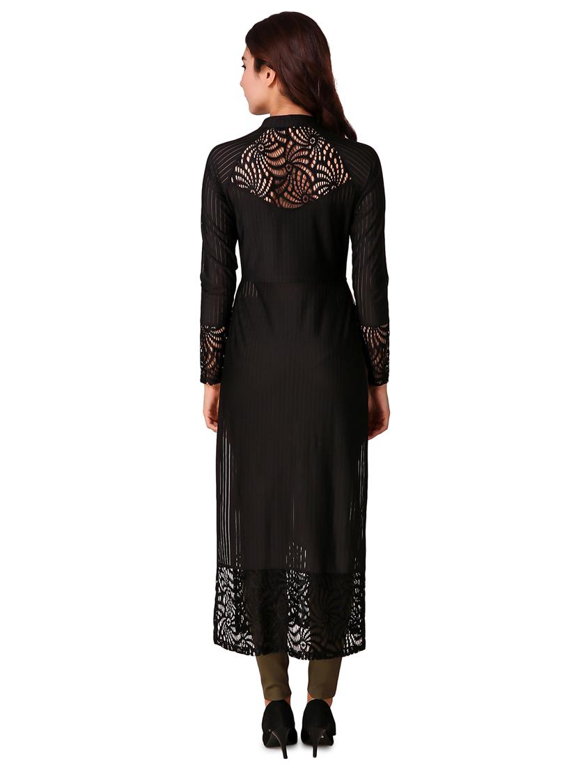 self striped lace panel tunic - 16137663 - Zoom Image - 3