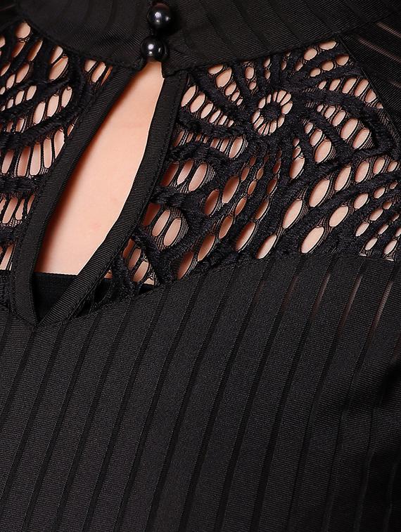 self striped lace panel tunic - 16137663 - Zoom Image - 4