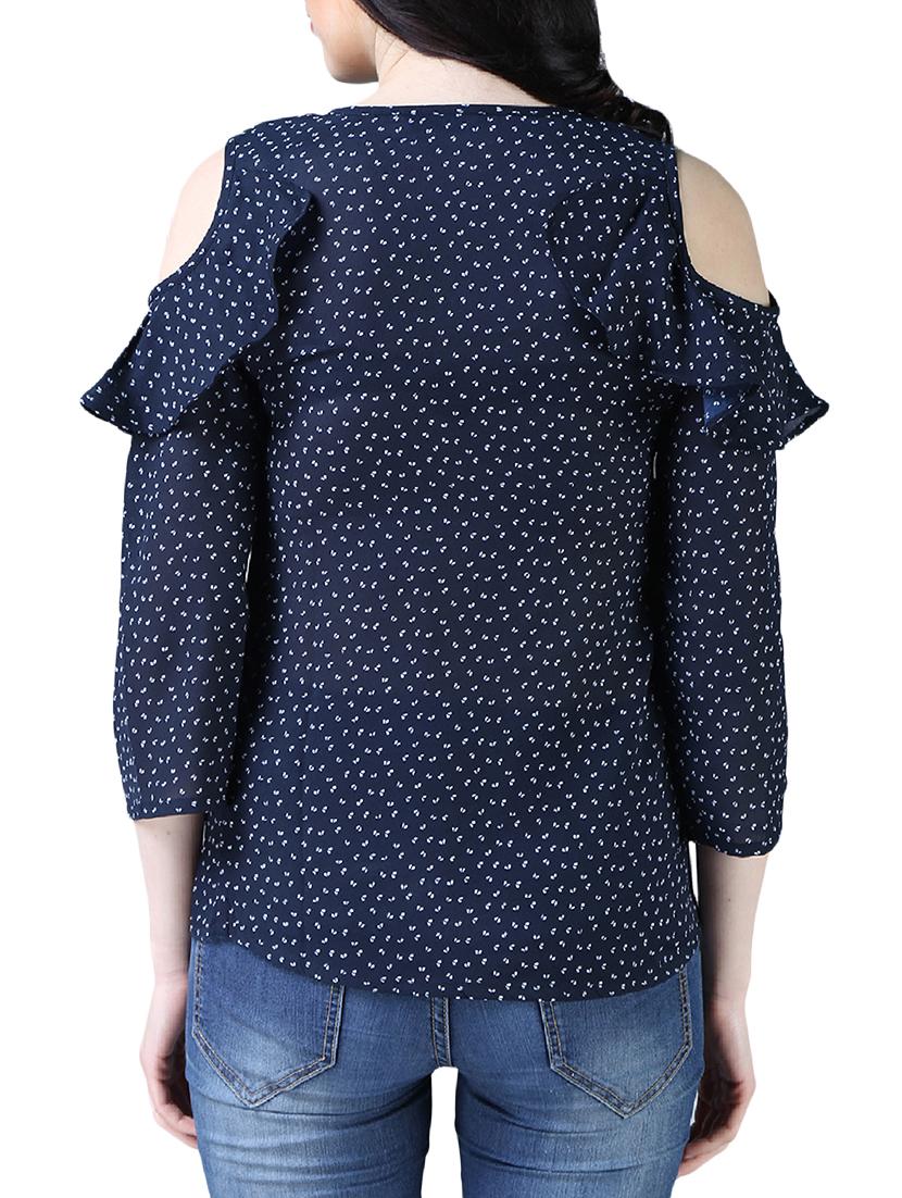 tie up neck ruffle detail top - 16137700 - Zoom Image - 2