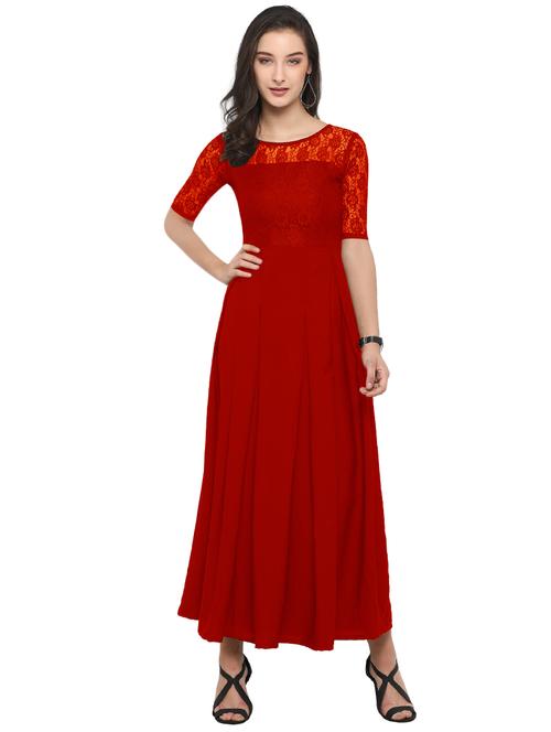 pleated lace maxi dress - 16137781 - Standard Image - 1