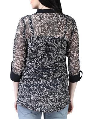 roll up sleeved boho print tunic - 16137828 - Standard Image - 3