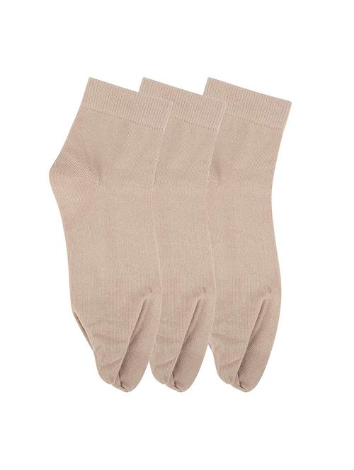 set of 3 beige cotton ankle length sock - 16138603 - Standard Image - 1