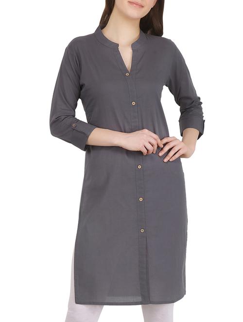 Solid straight kurta - 16138617 - Standard Image - 1