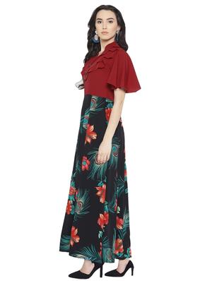 ruffle trim tropical maxi dress - 16138780 - Standard Image - 2