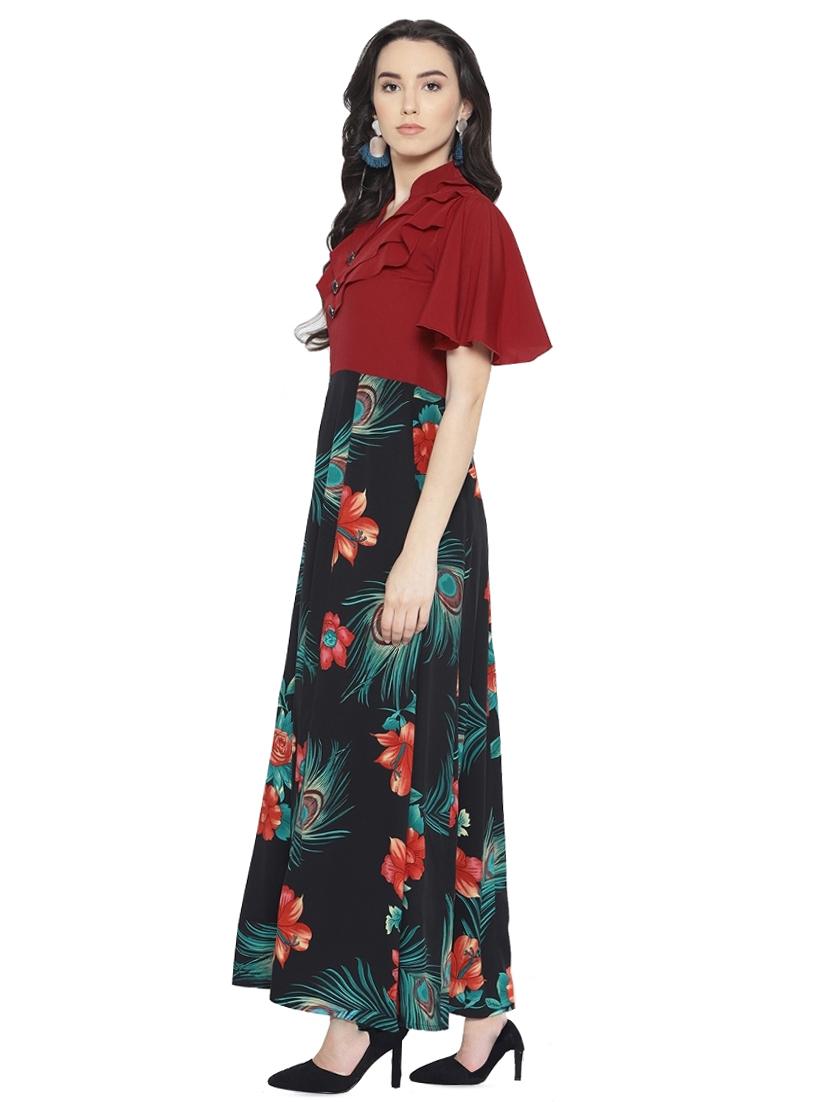 ruffle trim tropical maxi dress - 16138780 - Zoom Image - 2