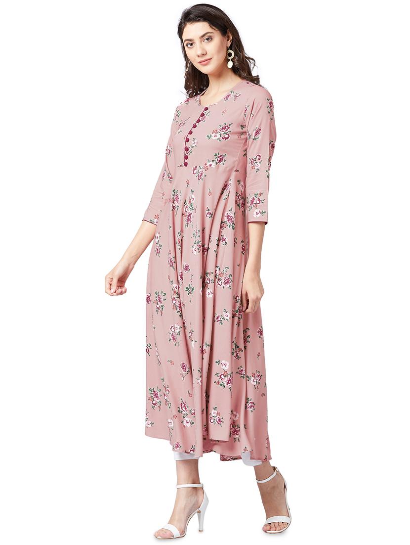floral print flared kurta - 16138840 - Zoom Image - 2