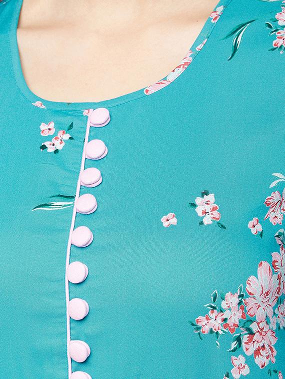 floral printed flared kurta - 16138844 - Zoom Image - 4