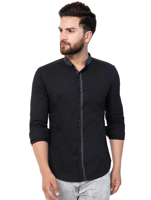 black solid casual shirt - 16138892 - Standard Image - 1