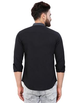 black solid casual shirt - 16138892 - Standard Image - 3