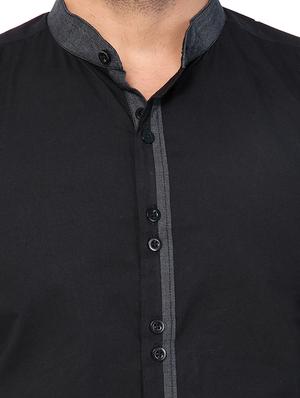 black solid casual shirt - 16138892 - Standard Image - 4