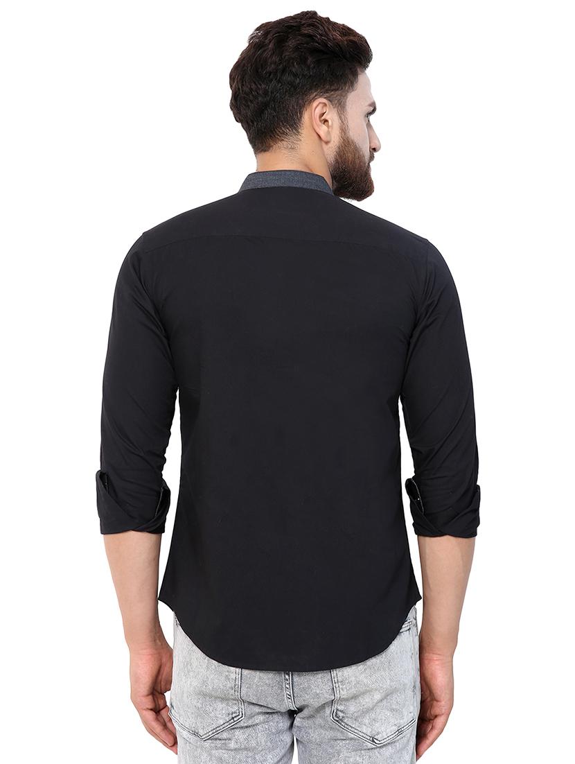 black solid casual shirt - 16138892 - Zoom Image - 3