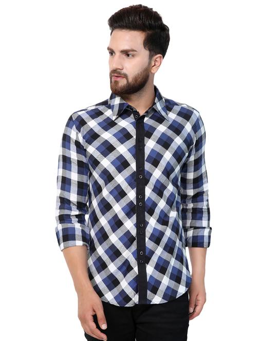 blue checkered casual shirt - 16138907 - Standard Image - 1