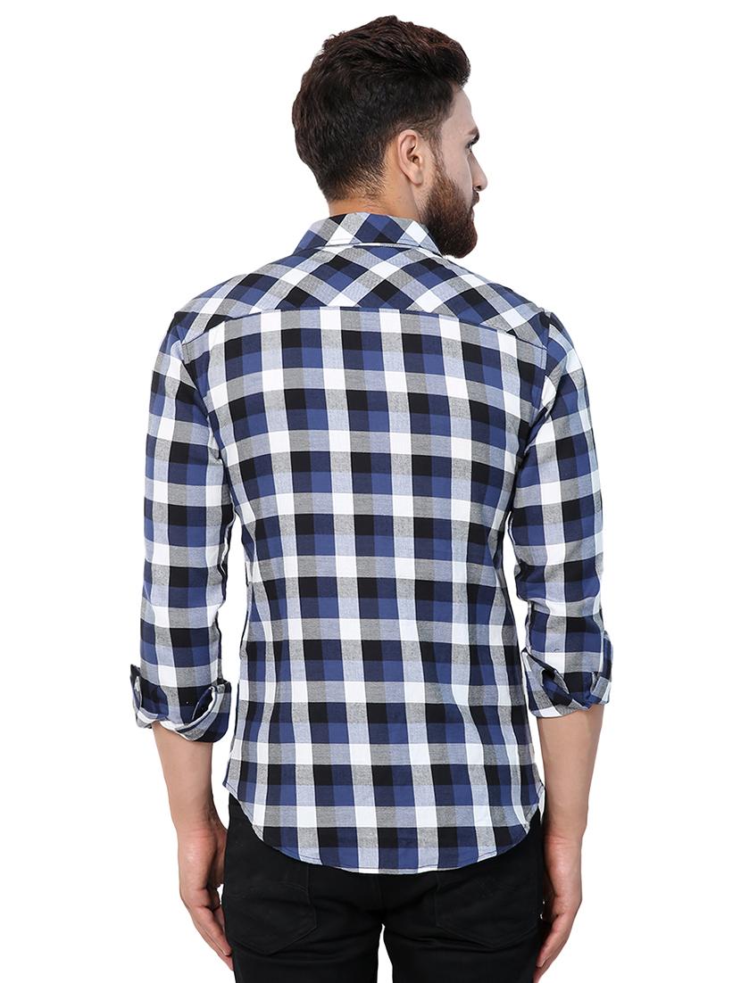 blue checkered casual shirt - 16138907 - Zoom Image - 3