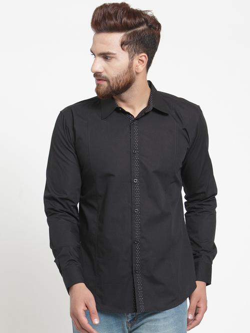 black solid casual shirt - 16138917 - Standard Image - 1