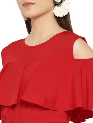 cold shoulder drawstring jumpsuit - 16139107 - Standard Image - 4
