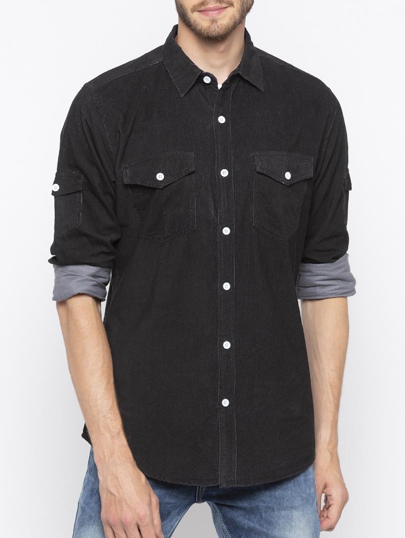 black cotton casual shirt - 16139112 - Zoom Image - 1