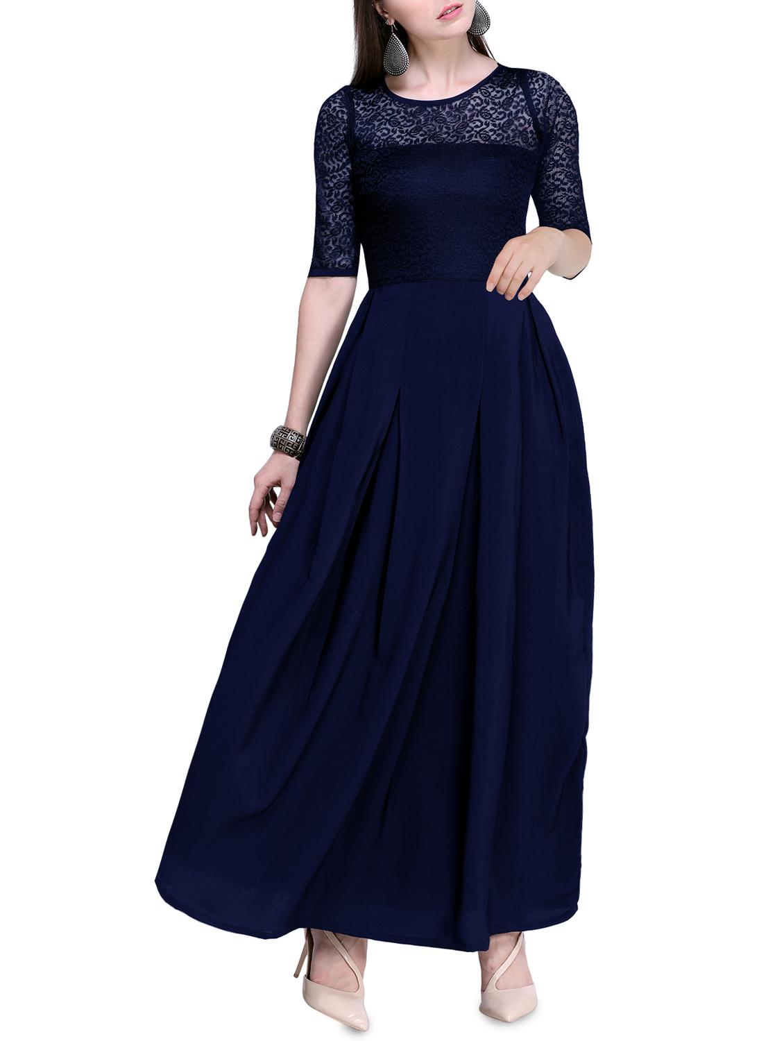 lace detail pleated maxi dress - 16139824 - Zoom Image - 1