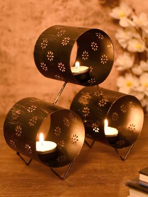 metallic black leaf shadow candle tea light holder - 16139851 - Standard Image - 5