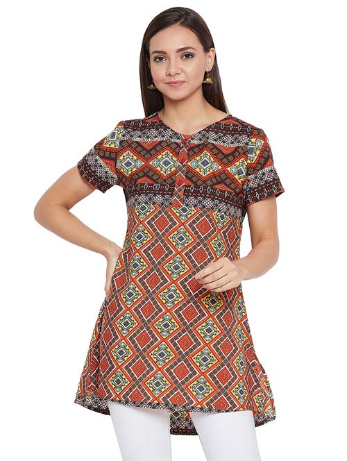 button detail boho a-line tunic - 16139909 - Standard Image - 1