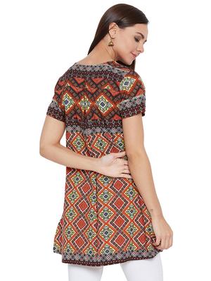 button detail boho a-line tunic - 16139909 - Standard Image - 3