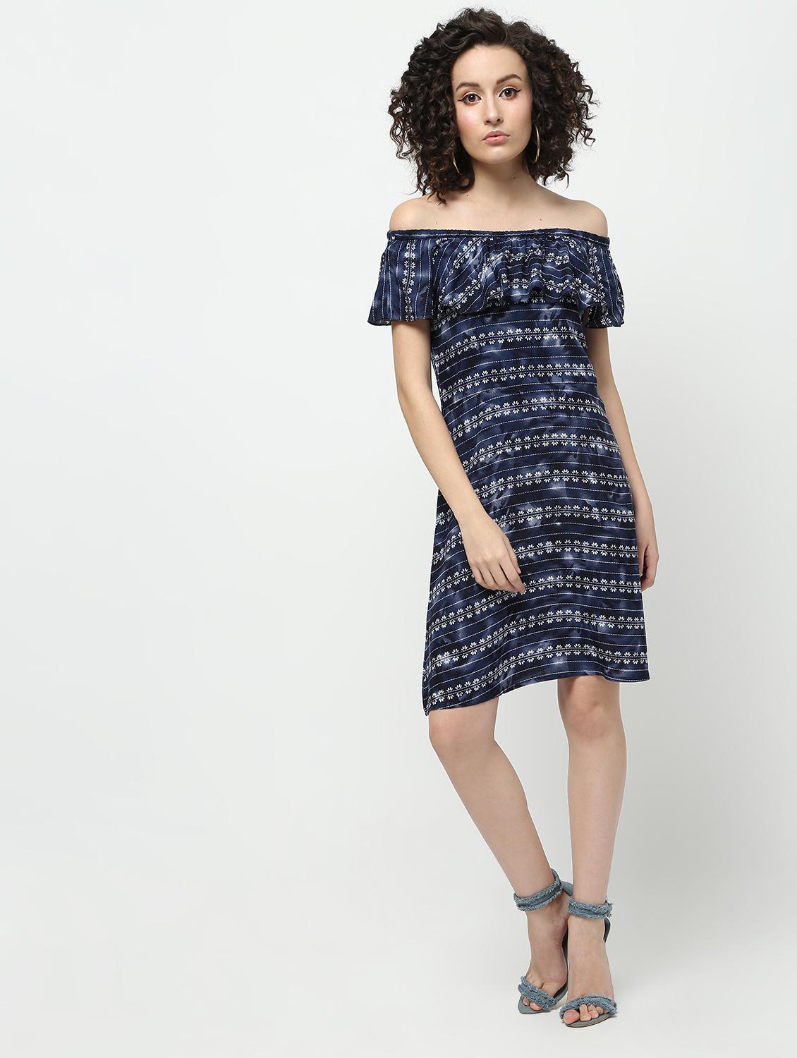 printed off shoulder dress - 16139940 - Zoom Image - 1