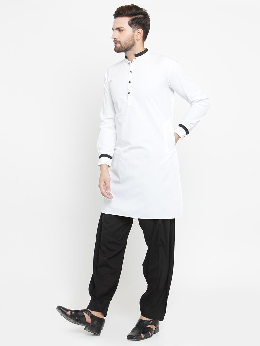 white solid long kurta - 16140040 - Zoom Image - 2