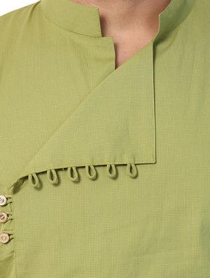 green checkered long kurta - 16140047 - Standard Image - 4