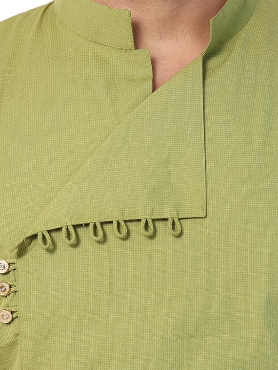 green checkered long kurta - 16140047 - Zoom Image - 4