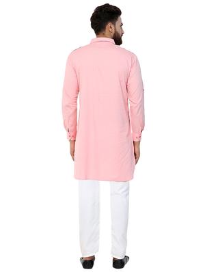 pink solid pathani kurta - 16140049 - Standard Image - 3
