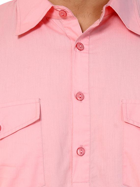 pink solid pathani kurta - 16140049 - Zoom Image - 4