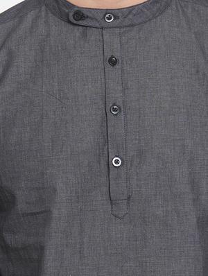 grey solid short kurta - 16140054 - Standard Image - 4
