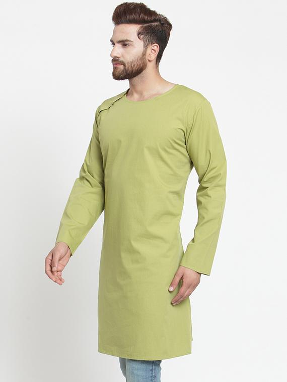 green solid long kurta - 16140056 - Zoom Image - 2