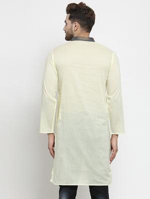 beige solid long kurta - 16140061 - Standard Image - 3