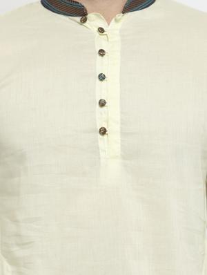 beige solid long kurta - 16140061 - Standard Image - 4