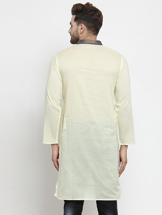 beige solid long kurta - 16140061 - Zoom Image - 3