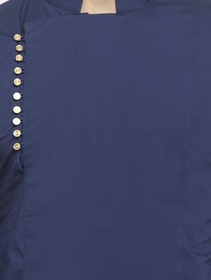 blue solid long kurta - 16140064 - Standard Image - 4
