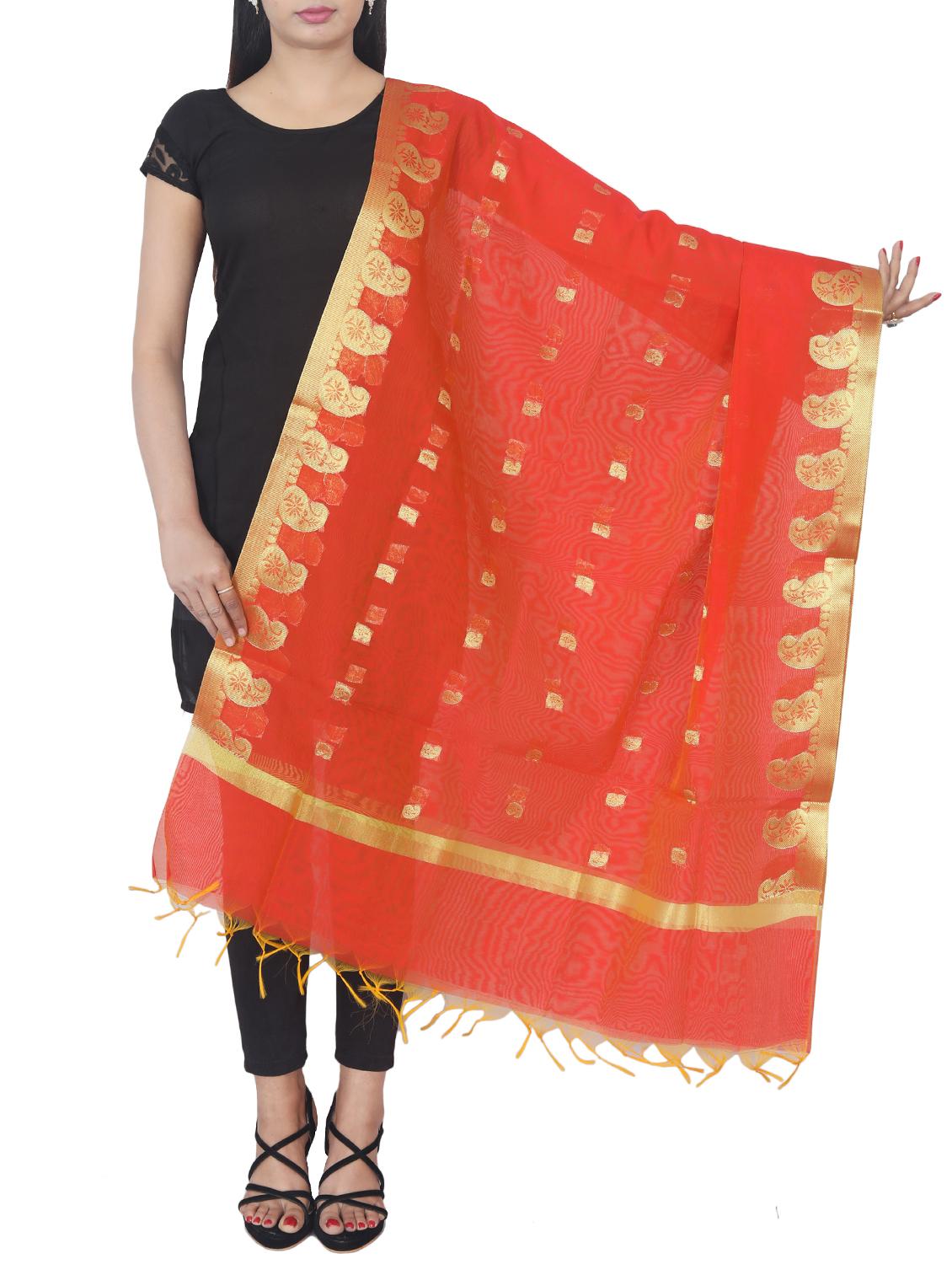 banarasi dupatta with tassels - 16140825 - Zoom Image - 1
